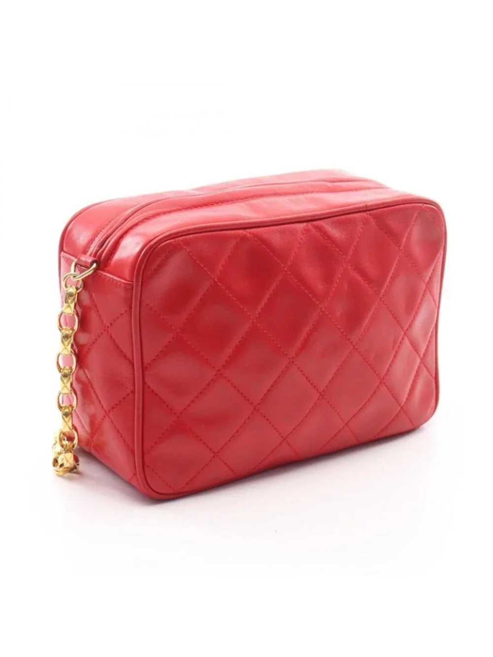 Chanel Shoulder Bag Quilted Tassel Red Lambskin Fringe Bijou Chain